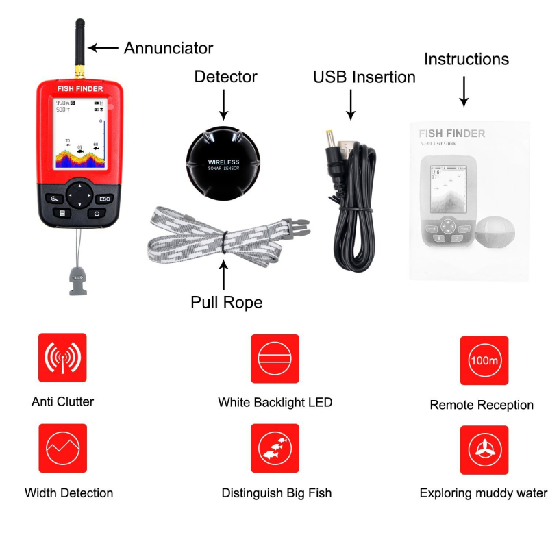 Wireless Sonar Sensor Fish Fin - Fishing Boat Depth Finder recensie en prijs